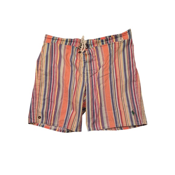 Polo Ralph Lauren Other - Polo Ralph Lauren Mens Striped Swim Trunks Orange Purple Pony Logo Size M